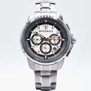 Maserati Successo Chronograph Silver Dial Silver Steel Strap Watch For Men - R8873621004