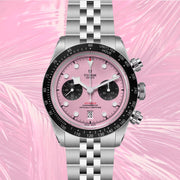 Tudor Black Bay Chrono Pink Dial Silver Steel Strap Watch for Men - M79360N-0019