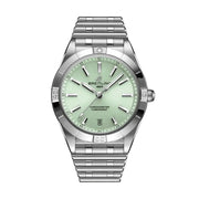 Breitling Chronomat Automatic 36 Green Dial Silver Steel Strap Watch for Women - A10380101L1A1