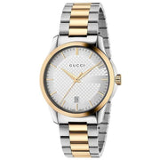 Gucci G Timeless Silver Dial Two Tone Steel Strap Watch For Men - YA126474