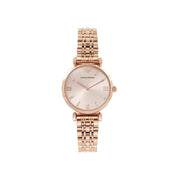 Emporio Armani T-Bar Gianni Rose Gold Dial Rose Gold Steel Strap Watch For Women - AR11059