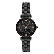 Emporio Armani Gianni T Bar Black Dial Black Steel Strap Watch For Women - AR11245