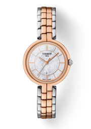 Tissot T Lady Flamingo Mother of Pearl White Dial Two Tone Steel Strap Watch For Women - T094.210.22.111.00