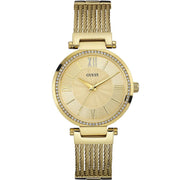 Guess Soho Champagne Dial Stainless Steel Mesh Bracelet Watch For Women - W0638L2