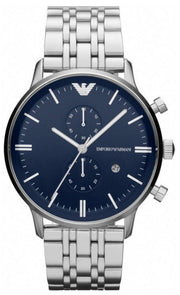 Emporio Armani Gianni Chronograph Blue Dial Silver Steel Strap Watch For Men - AR1648