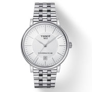 Tissot T Classic Carson Premium Powermatic 80 White Dial Silver Steel Strap Watch For Men - T122.407.11.031.00