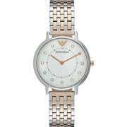 Emporio Armani Gianni T Bar Mother of Pearl Dial Two Tone Steel Strap Watch For Women - AR2508