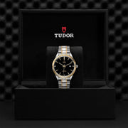 Tudor Style Automatic Diamonds Black Dial Two Tone Steel Strap Watch for Men - M12713-00011