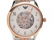 Emporio Armani Meccanico White Dial Two Tone Steel Strap Watch For Men - AR1921