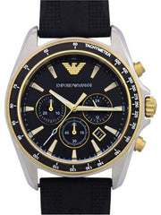 Emporio Armani Sigma Chronograph lack Dial Black Rubber Strap Watch For Men - AR80003