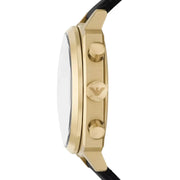 Emporio Armani Ruggero Chronograph Black Dial Black Leather Strap Watch for Men - AR11690