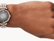 Emporio Armani Gianni T Bar Grey Dial Two Tone Steel Strap Watch For Women - AR1725