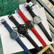 Emporio Armani Luigi XLarge Chronograph Blue Dial Blue Leather Strap Watch for Men - AR1969