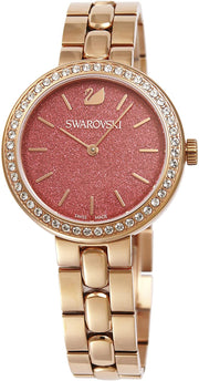 Swarovski Daytime Quartz Coral Dial Rose Gold Steel Strap Watch for Women - 5182250