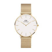 Daniel Wellington Classic Petite Evergold White Dial Gold Mesh Bracelet Watch For Women - DW00100350