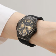Guess Starlight Black Dial Black Rubber Strap Watch for Women - W0846L1