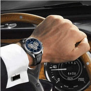 Hugo Boss Driver Chronograph Blue Dial Black Leather Strap Watch for Men - 1512882