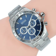 Hugo Boss Ikon Chronograph Blue Dial Silver Steel Strap Watch for Men - 1512963