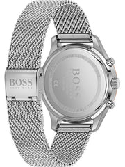 Hugo Boss Associate Chronograph Black Dial Silver Mesh Bracelet Watch for Men - 1513805