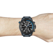 Hugo Boss Globetrotter Chronograph Black Dial Blue Steel Strap Watch for Men - 1513824