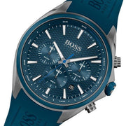 Hugo Boss Distinct Chronograph Blue Dial Blue Rubber Strap Watch for Men - 1513856