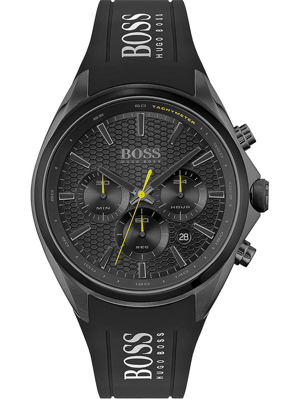 Hugo Boss Distinct Chronograph Black Dial Black Silicone Strap Watch for Men - 1513859