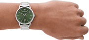 Emporio Armani Claudio Green Dial Silver Steel Strap Watch for Men - AR11575