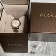 Gucci G Timeless Silver Dial Silver Steel Strap Watch For Men - YA126401