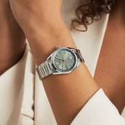 Tag Heuer Carrera Date Automatic 18K Green Dial Silver Steel Strap Watch for Women - WBN2312.BA0001