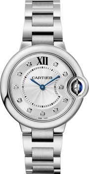Cartier Ballon Bleu De Cartier Diamonds Silver Dial Silver Steel Strap Watch for Women - W4BB0022