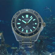 Citizen Eco Drive Promaster Diver Black Dial Two Tone Steel Strap Watch For Men - BN0194-57E