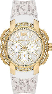 Michael Kors Sydney Quartz White Dial White Leather Strap Watch For Women - MK7221