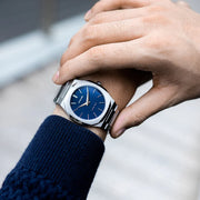 D1 Milano Ultra Thin Blue Dial Silver Steel Watch for Men - D1-UTBJ03
