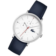 Lacoste Moon Multifunction White Dial Blue Leather Strap Watch for Men - 2010975