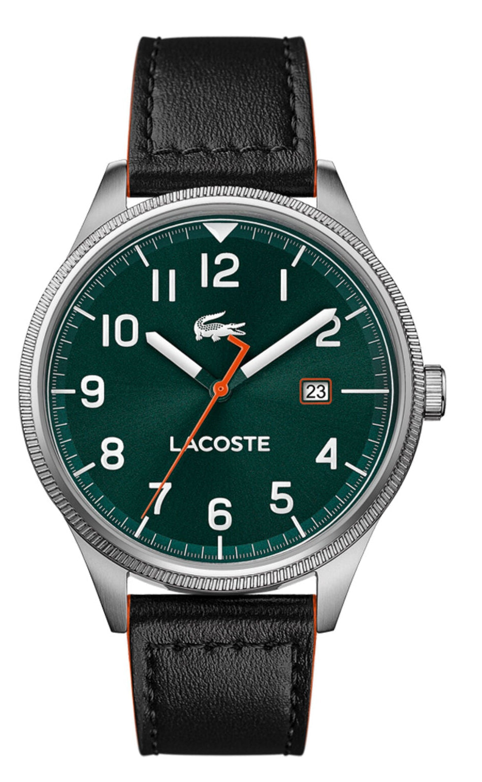 Lacoste Continental Green Dial Black Leather Strap Watch for Men - 2011019
