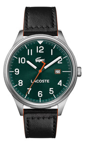 Lacoste Continental Green Dial Black Leather Strap Watch for Men - 2011019
