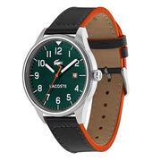 Lacoste Continental Green Dial Black Leather Strap Watch for Men - 2011019