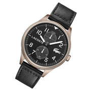 Lacoste Continental Black Dial Black Leather Strap Watch for Men - 2011042
