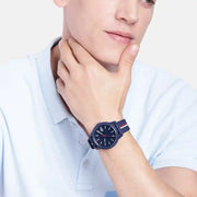 Lacoste 12.12 Blue Dial Two Tone Silicon Strap Watch for Men - 2011070