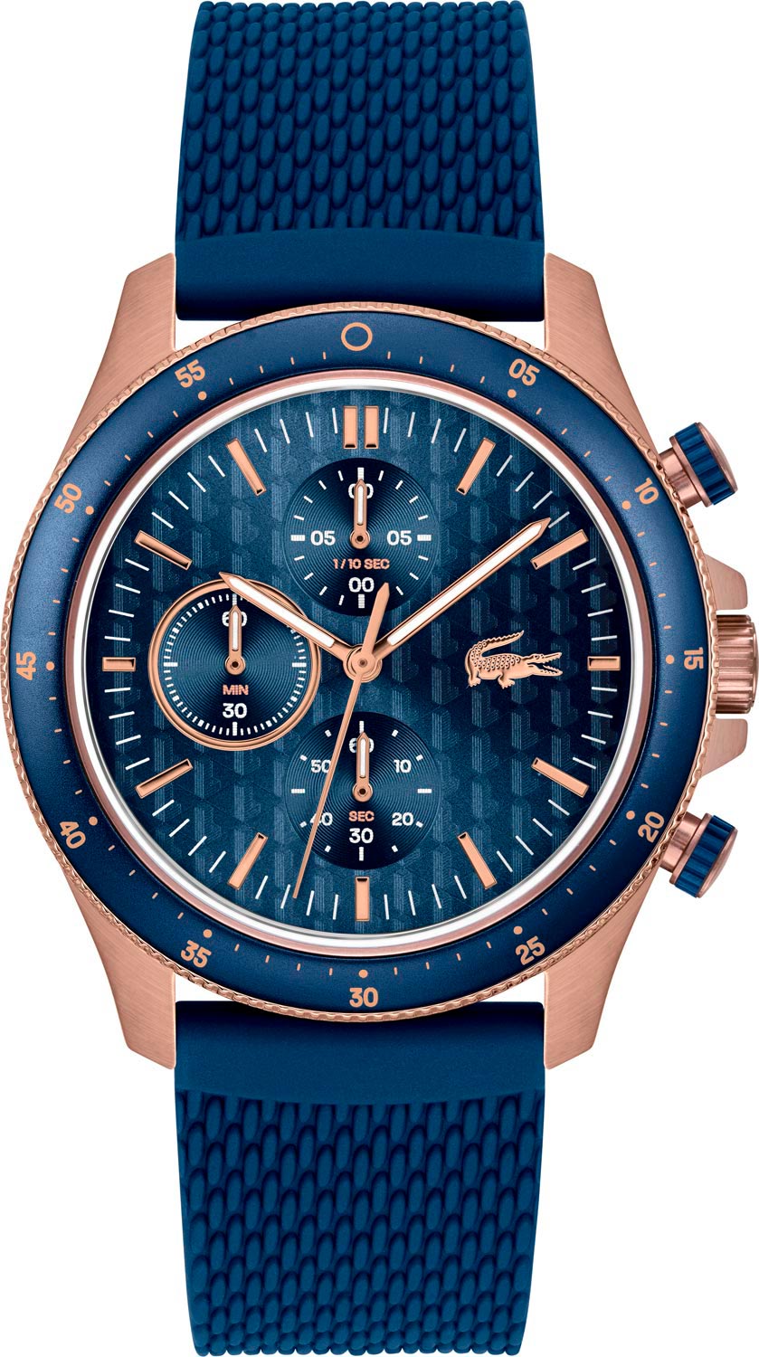 Lacoste Neoheritage Chronograph Blue Dial Blue Silicone Strap Watch for Men - 2011253