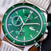 Lacoste Neoheritage Chronograph Green Dial Silver Steel Strap Watch for Men - 2011255