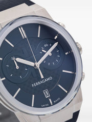 Salvatore Ferragamo Sapphire Chrono Blue Dial Blue Rubber Strap Watch for Men - SFME00923