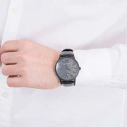 Emporio Armani Renato Black Dial Black Leather Strap Watch for Men - AR11276