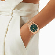 D1 Milano Ultra Thin Malachite Green Dial Gold Steel Strap Watch for Men - D1-UTBJ30
