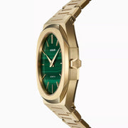 D1 Milano Ultra Thin Malachite Green Dial Gold Steel Strap Watch for Men - D1-UTBJ30