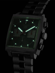 Tag Heuer Monaco Automatic Chronograph Black Dial Silver Steel Strap Watch for Men - CBL2113.BA0644