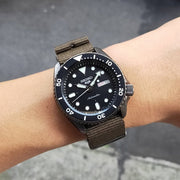 Seiko 5 Sport Automatic Black Dial Green Nylon Strap Watch For Men - SRPD65K4