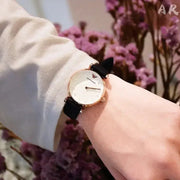 Emporio Armani Gianni T-Bar White Dial Black Leather Strap Watch for Women - AR11270