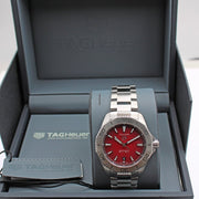 Tag Heuer Aquaracer Professional 200 Automatic Red Dial Silver Steel Strap Watch for Men - WBP2114.BA0627