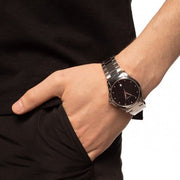 Gucci G Timeless Diamonds Black Dial Silver Steel Strap Watch For Men - YA126456